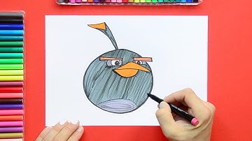 How to draw Bomb from Angry Birds