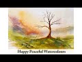 Painting with happy and soothing colours  loose expressive watercolour landscape demonstration