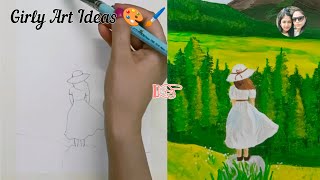 Easy Landscape Acrylic Painting For Beginners/Easy Acrylic Painting Ideas For Beginners