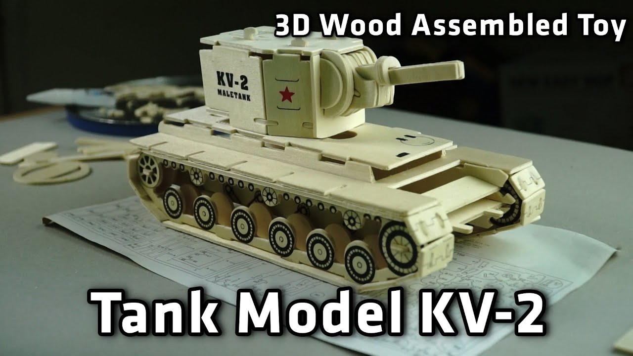 3D Wood Assembled Toy Tank Model KV 2 | Frip2game DIY