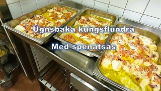 Ugnsbaka kungsflundra med spenatsås