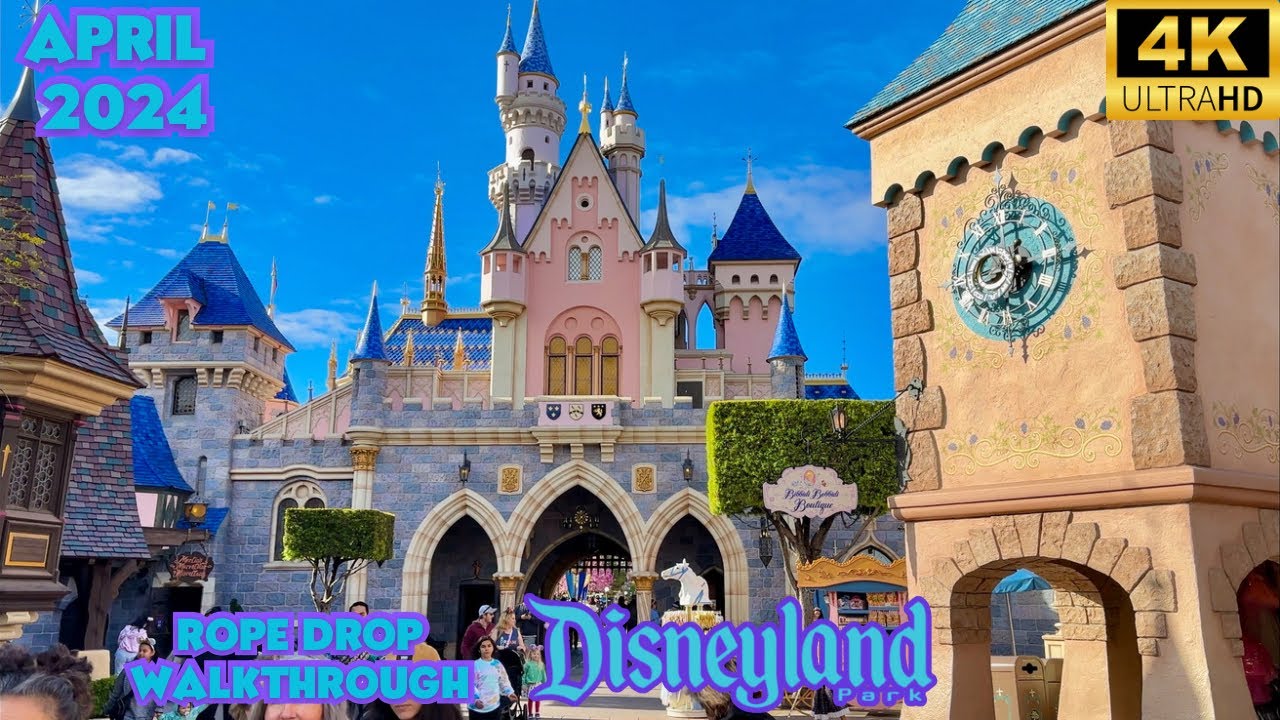 Disneyland Walkthrough April 2024- Rope Drop Disneyland Walking Tour in 4K