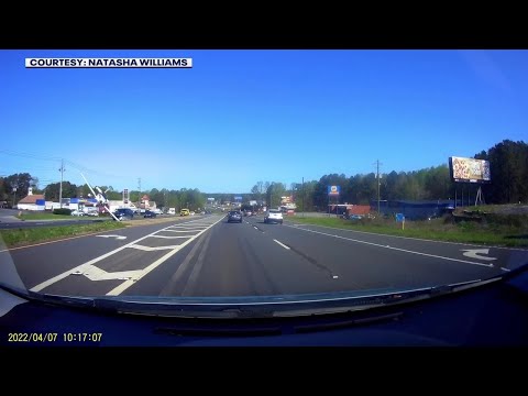 Driver's dashcam captures moment small plane crashes on highway