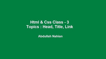 HTML Tutorial for Beginners in Bangla - Class 3 | Head, Title & Link