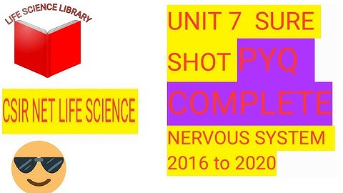 CSIRNET PYQ WITH CONCEPT  NERVOUS SYSTEM PART 1 II 2016 TO 2020 II EXPLAINED II UNIT 7