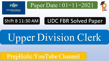 UDC FBR Solved Paper 01-11-2021||Upper Division Clerk Federal Board Of Revenue||FBR Past Papers