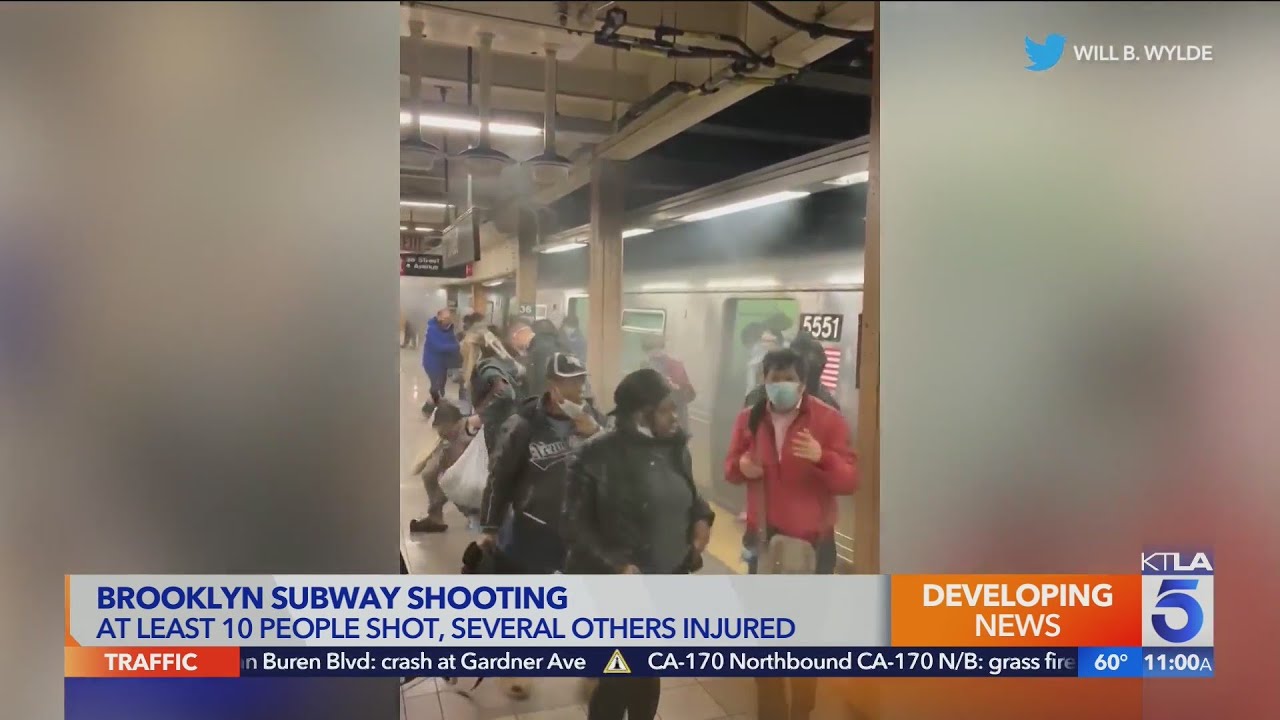 At least 10 shot in Brooklyn subway shooting - YouTube