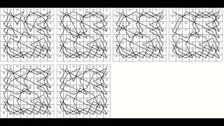 Animation of six Knight's Tour Chess problem