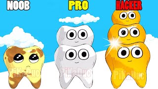 Celebrity NOOB vs PRO vs HACKER in Teeth Stack 3D Net Worth