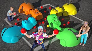 HUNGRY HIPPOS but it's Life Size!  (FV Family Massive Tournament Challenge)