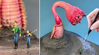 Monster BLOODWORM'S REVENGE, Diorama, Polymer Clay, Resin