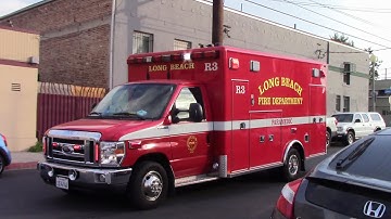 *NEW SIREN* Long Beach Fire Dept. Engine 3 and Rescue 3 Responding