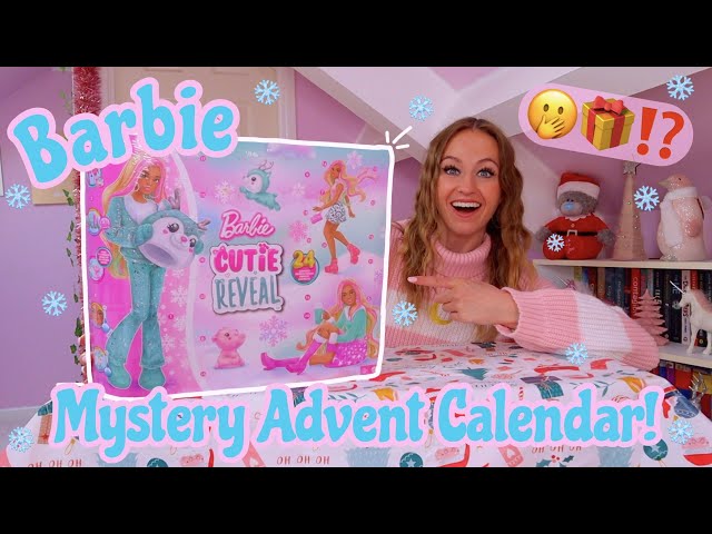 ASMR UNBOXING THE *NEW* MYSTERY CUTIE REVEAL BARBIE ADVENT CALENDAR 2023!😱🎅🏻🎀✨ (24 MYSTERY BOXES!🤫🎁) class=