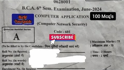 Answers key computer network security bca 6th semester 2024 #bca  #maashakumbhariuniversity