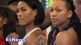 Cecilia Braekhus vs Kali Reis  Epic Weigh In And Faceoff EsNews Boxing