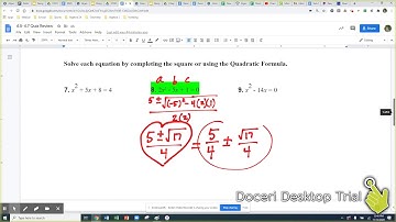 IN CLASS VIDEO Algebra 2 Review 4.5-4.7