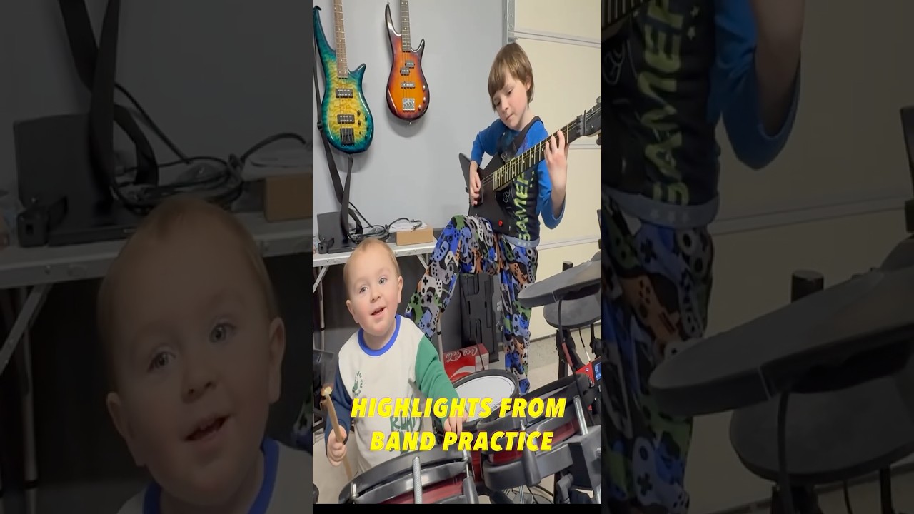 The Boys Have Band Practice. #metal #kidguitarist #metallica #pantera #dio #kiddrummer