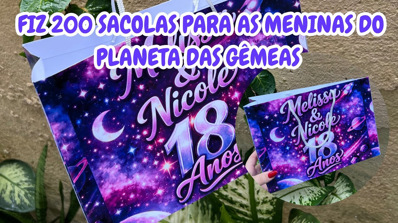 Produção de 200 Sacolas no tema Planeta das Gêmeas/ Mega produção no Ateliê 