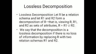 DBMS- Database Management Systems-TE CSE-IT- Lossless Decomposition and Normalization Theory