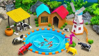 Design a unique DIY Mini Farm with Water Pool for Cattle and Mini Hand Pumb | | DIY Mini Farm #2