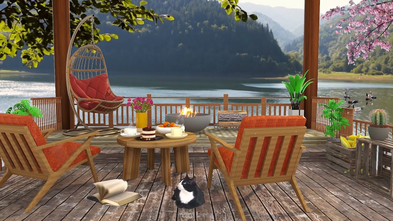 Relaxing Cozy Porch in Summer Morning🌳💦Healing Sounds of Forest on a ...