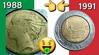 🔴 عملة إيطالية    1991 و 1988  L.500  OLD COIN ITALY