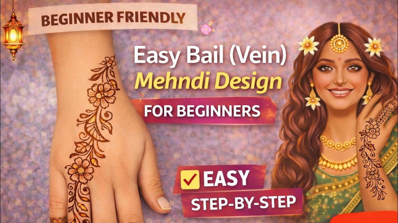 Easy Bail (Vein) Mehndi Design for Beginners