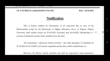 Tripura University Admission Update: New Notification 2022
