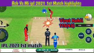 Royal challengers Bangalore vs Mumbai Indians ipl 2021 1st match highlights | Real cricket 20 Game screenshot 2