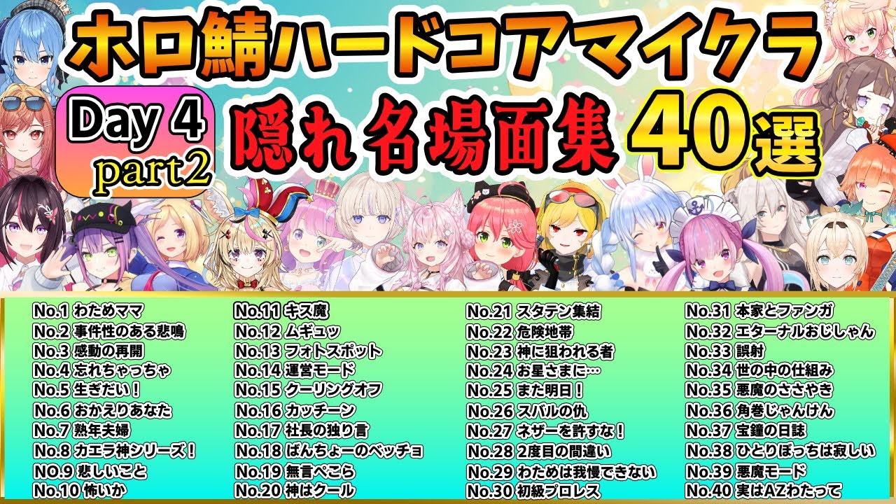 ホロ鯖ハードコアマイクラ day4 part2 隠れ名場面集  ４０選【ホロライブ切り抜き/兎田ぺこら/Minecraft】