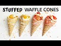 *NEW* STUFFED WAFFLE CONES 2020 | Strawberry & Peach Cobbler STUFFED WAFFLE CONES (No CHEESECAKE)