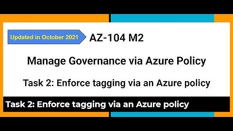 AZ 104  M2 Manage Governance via Azure Policy - Task 2 Enforce tagging via an Azure policy