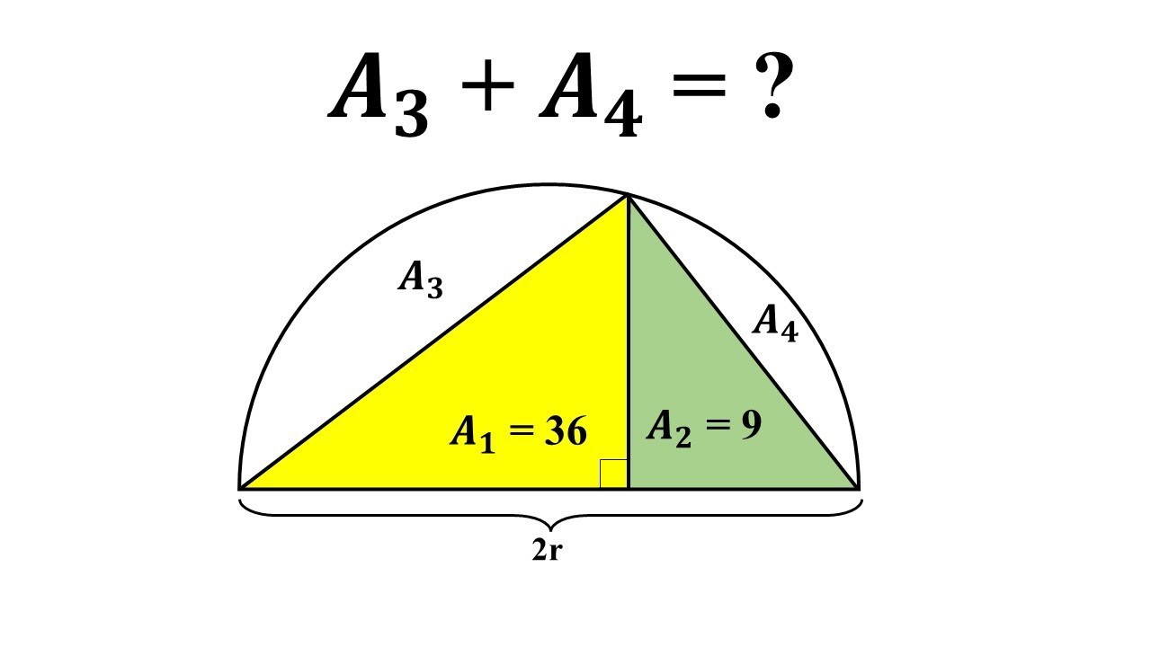 Calculate the unknown Area in the semi circle | Geometry Math Problem | GeoGebra