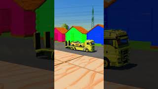 TRANSPORTING CARS, AMBULANCE, POLICE CARS, FIRE TRUCK OF COLORS! WITH TRUCKS! - FS 22