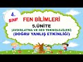 4.Sınıf Fen Bilimleri | 5.Ünite Maddenin Özellikleri| Doğru - Yanlış Etkinliği