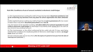 Blocking of Input Tax Credit under Rule 86A of the CGST Rules
