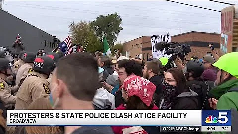 Protesters and state police clash at suburban ICE facility