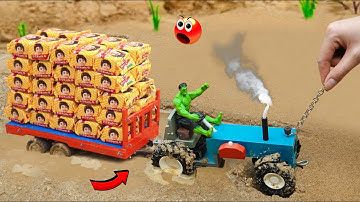 diy tractor heavy truck stuck in mud with Parle G | science project part 3 ‪@SmallCreatorTV