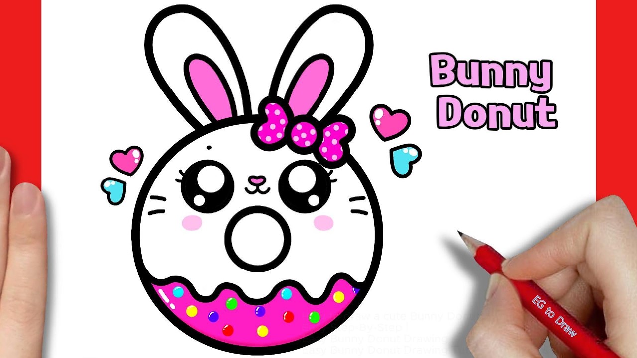 How to draw a cute Bunny Donut Easy Step-By-Step | Easy Donut Drawing Tutorial For Kids & Beginners