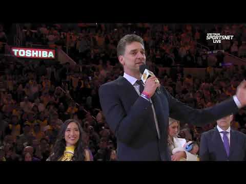 Pau Gasol thanks Vanessa, Kobe Bryant during jersey retirement ceremony | NBA on ESPN