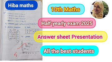 10th maths Answer sheet presentation half yearly exam preparation hiba maths 