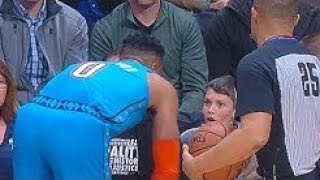 Russell Westbrook Checks Young Nuggets Fan After Little Push! Thunder vs Nuggets
