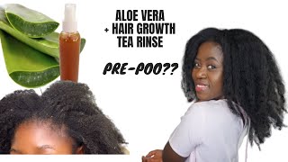 ALOE VERA & SUPER HAIR GROWTH TEA RINSE PRE-POO?? | Washing My Hair After 1 Month  Shocking Results
