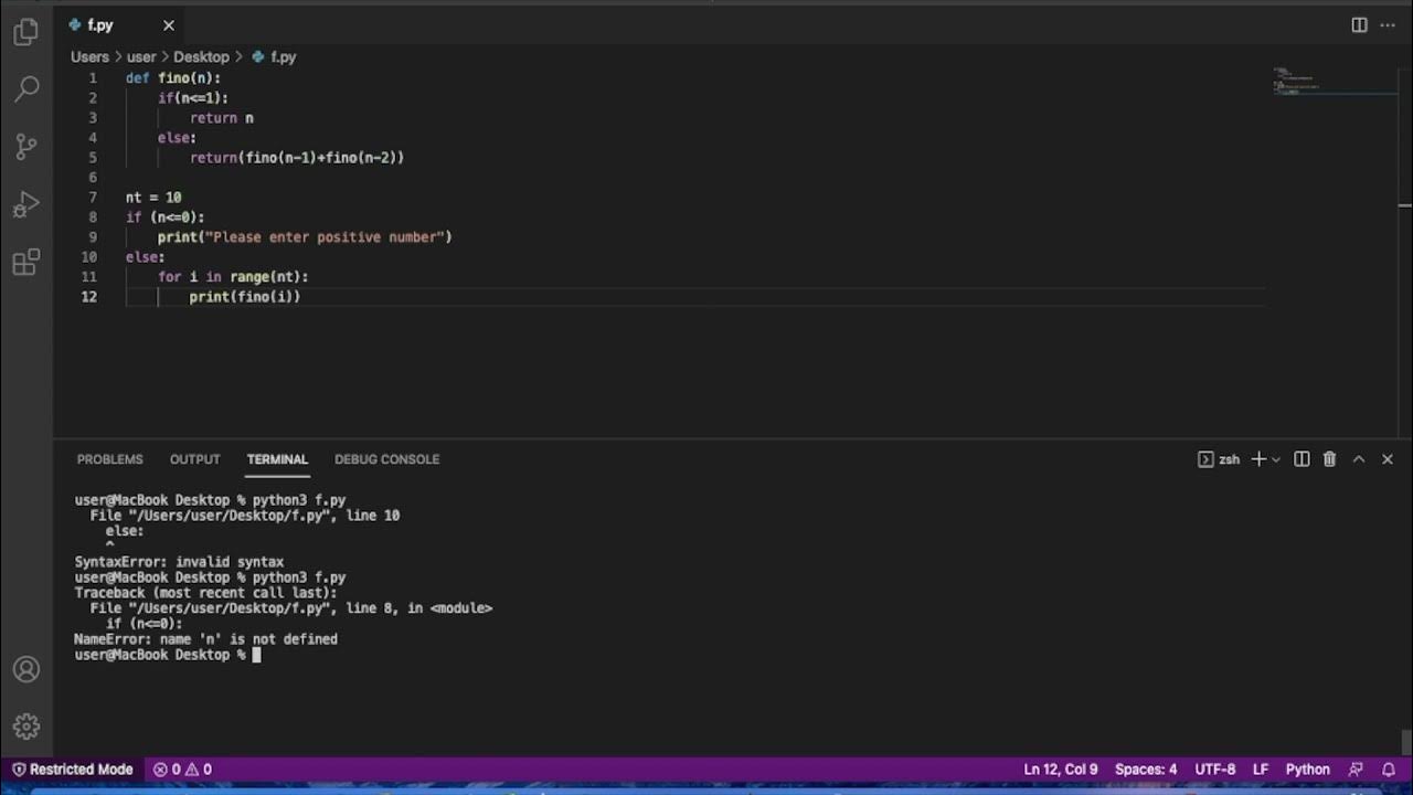 fibonacci series using python with recursion method || Python program ...