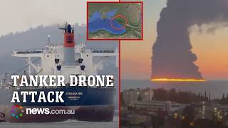 Oil tanker erupts in flames off Russian coast