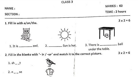 3rd std term 1 exam english question paper/3rd std quarterly exam question paper 2025