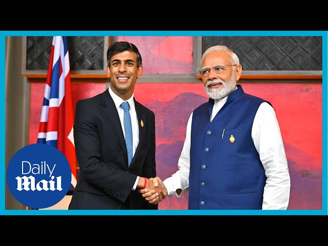 Rishi Sunak meets Indian Prime Minister Narendra Modi at G20 class=