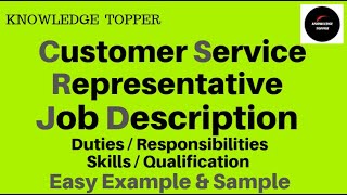 Customer Service Representative Job Description | Duties And  Responsibilities | Csr Job Description - Youtube