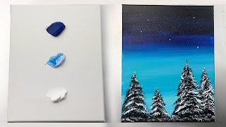 winter acrylic easy painting forest beginners simple