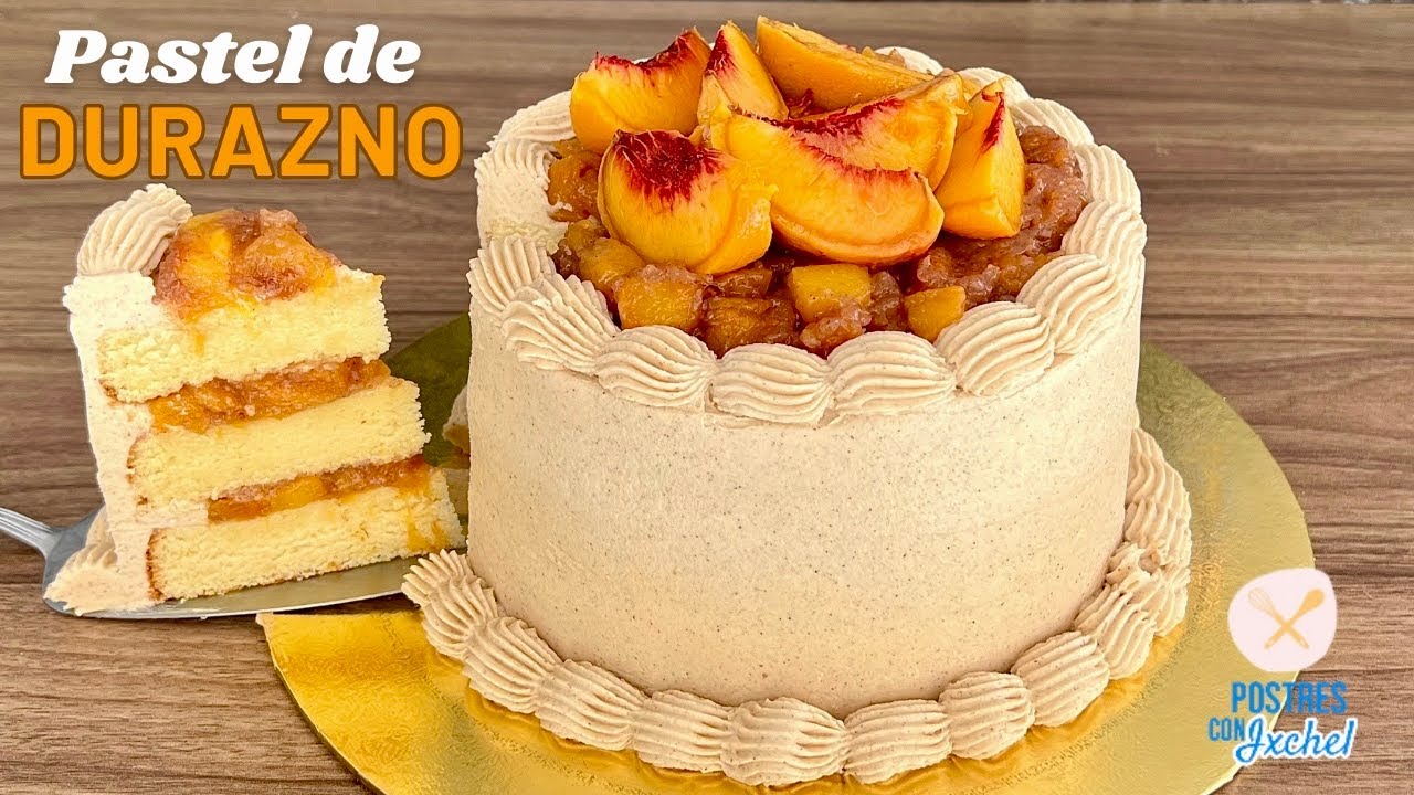 PASTEL DE DURAZNO EXTRA ESPONJOSO Y SUAVE CON BUTTERCREAM DE AZÚCAR MORENA | POSTRES CON IXCHEL